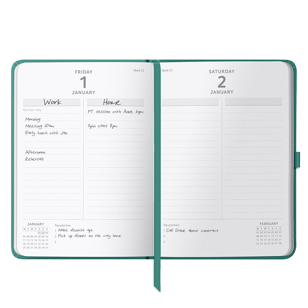 Busy B 2026-2027 Diary - Dual Schedule a Page Green
