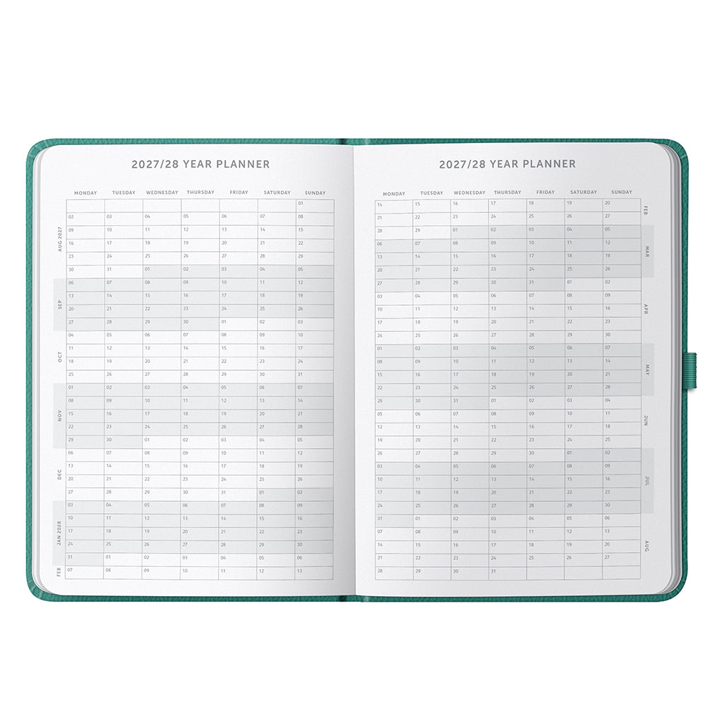 Busy B 2026-2027 Diary - Dual Schedule a Page Green
