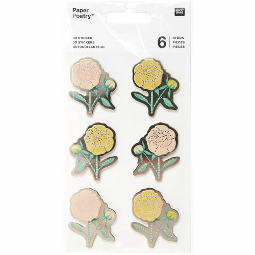 Paper Poetry Stickers - 3D Peonies