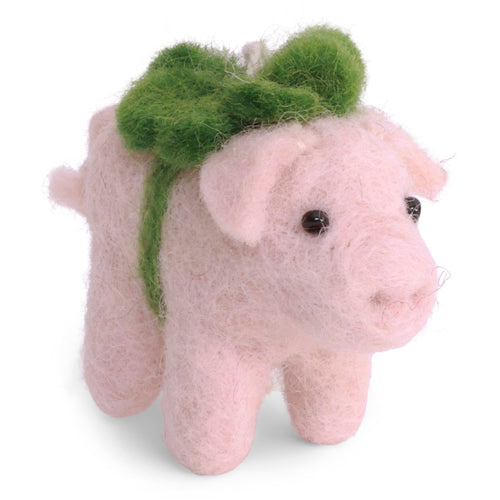 Gry & Sif Christmas - Handmade Felt Pig with Clover