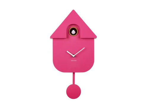 Karlsson Wall Clock - Cuckoo in Bright Pink