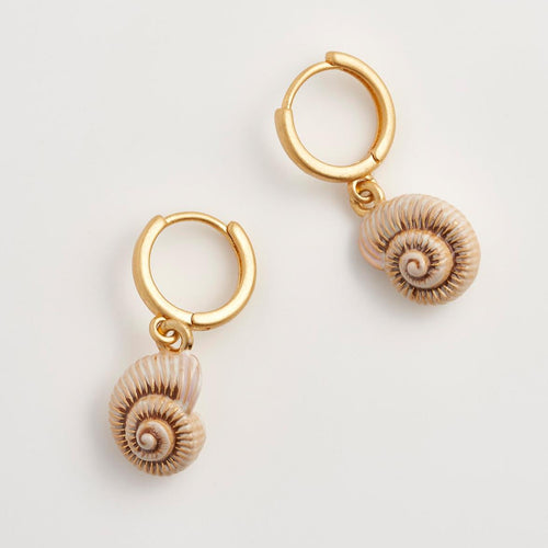 Fable Jewellery - Sea Snail Shell Huggie Hoop Earrings