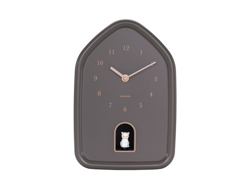 Karlsson Wall Clock - Cuckoo Kitty in Earth Brown