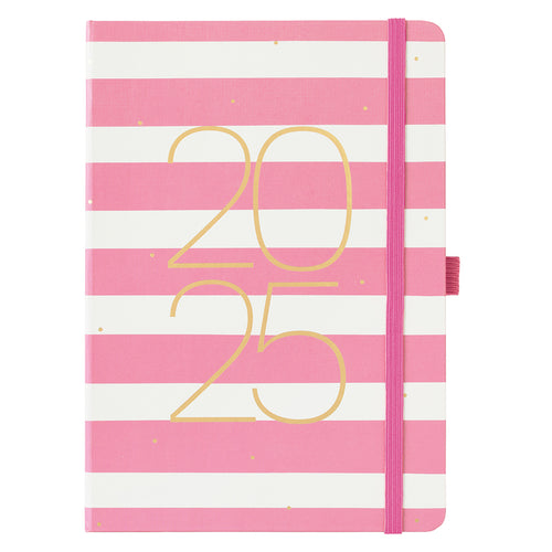 Busy B 2025 Diary - Goals - Stripy Pink