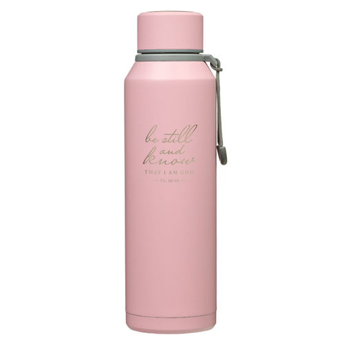 Christian Art Gifts - Water Bottle: Psalm 46:10 in Pink