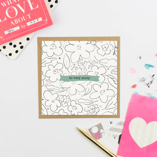 Pickled Pom Pom Card - So Very Sorry