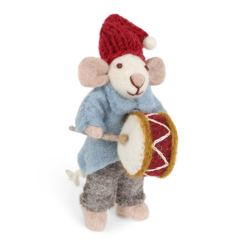 Gry & Sif Christmas - Handmade Felt Mouse with Drums