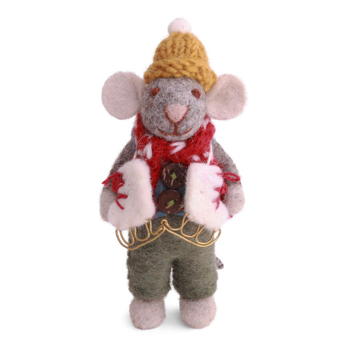 Gry & Sif Christmas - Felt Mouse with Ice Skates