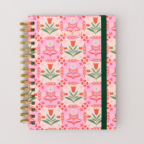 Bando 2026-20267 Diary - Medium 17-Mont Academic Planner - Pink Tile Floral