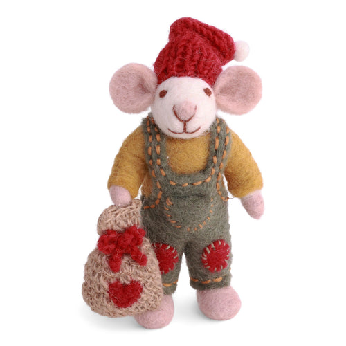 Gry & Sif Christmas - Felt Mouse with Gift Bag