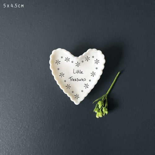 East of India Porcelain Scallop Heart Dish - Small Little Treasures