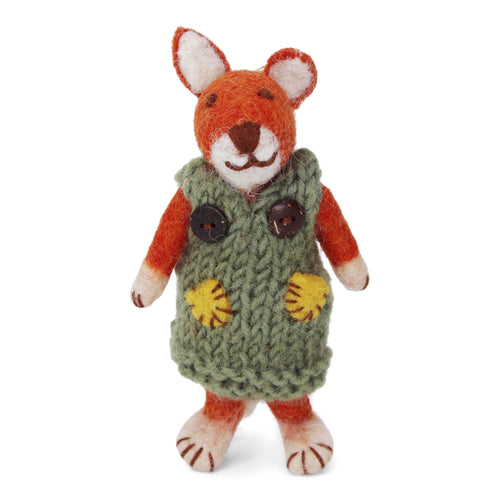 Gry & Sif Decoration - Felt Girl Fox with Green Dress