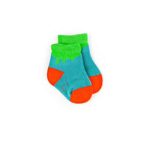 Polly & Andy Bamboo Childrens Socks - Paint Drip Green