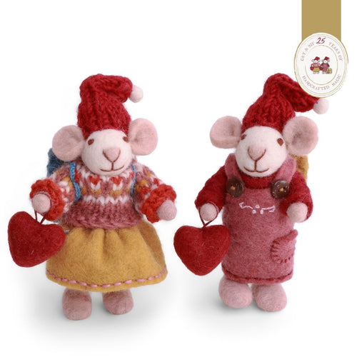 Gry & Sif Christmas - Felt Mice with Hearts