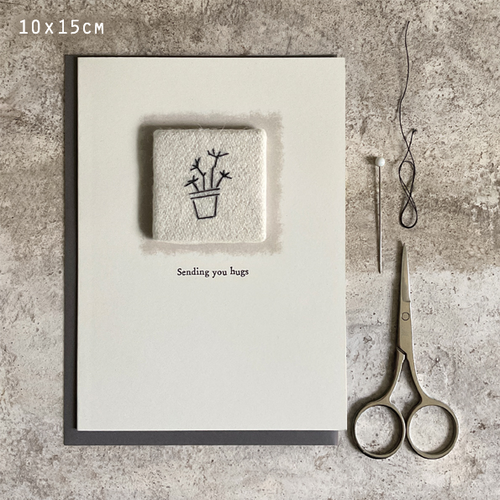 East of India Card - Embroidered Sending Hugs