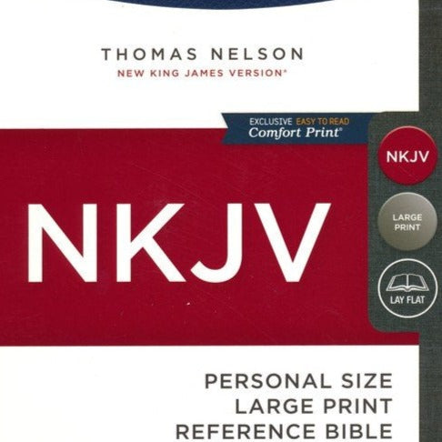 NKJV - Personal Size Large Print Reference Bible - Dark Blue Leathersoft