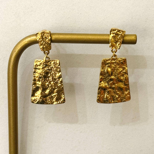 Cassette Barcelona Earrings - Kapote Hammered Gold Dangle