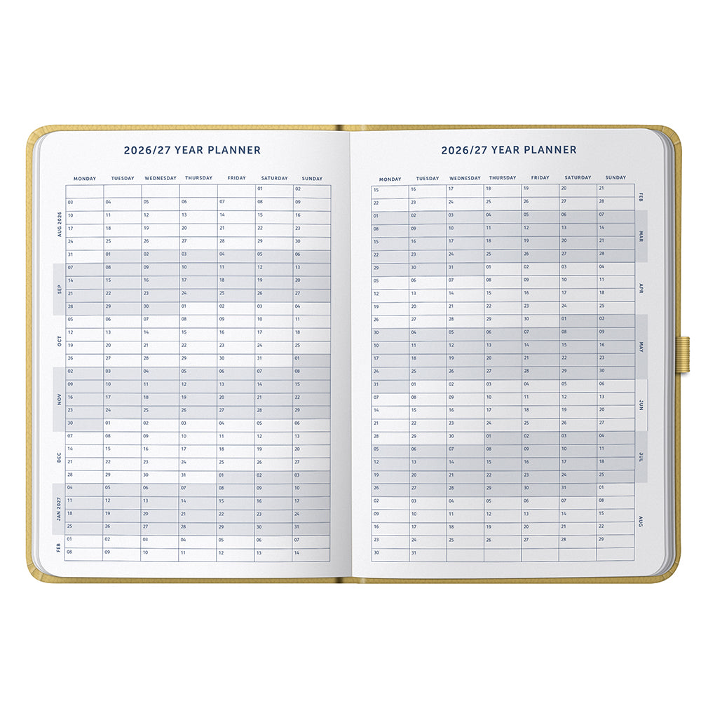 Busy B 2025-2026 Mid-Year Diaries - Dual Schedule Day a Page Diary - Yellow