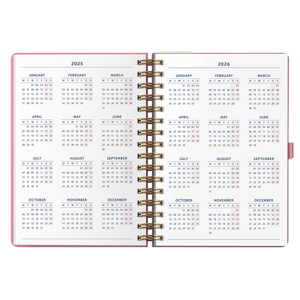 Busy B 2025-2026 Mid-Year Diaries - 17-Month Life Planner - Pink