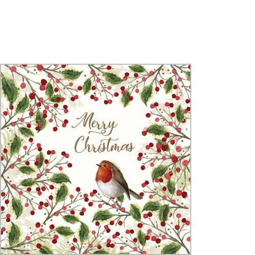 Christmas Napkins Cocktail - Merry Bird
