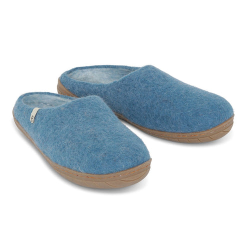 Egos Copenhagen - Handmade Rubber Sole Slippers in Sea Blue