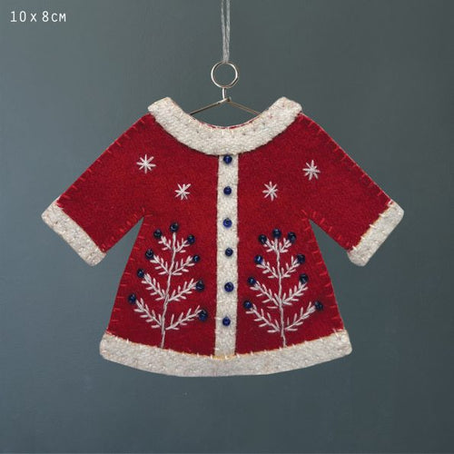 East of India Christmas - Embroidered Hanging Jacket in Red