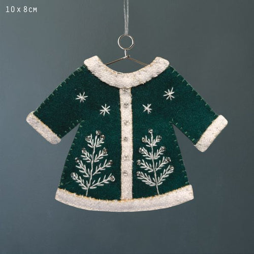 East of India Christmas - Embroidered Hanging Jacket in Dark Green