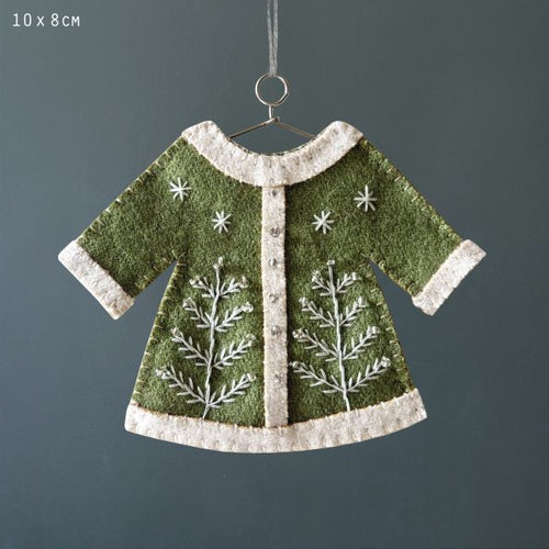 East of India Christmas - Embroidered Hanging Jacket in Green