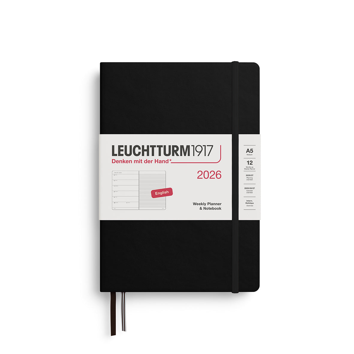 Leuchtturm1917 2026 Diary - Weekly Planner & Notebook A5 (Ruled)