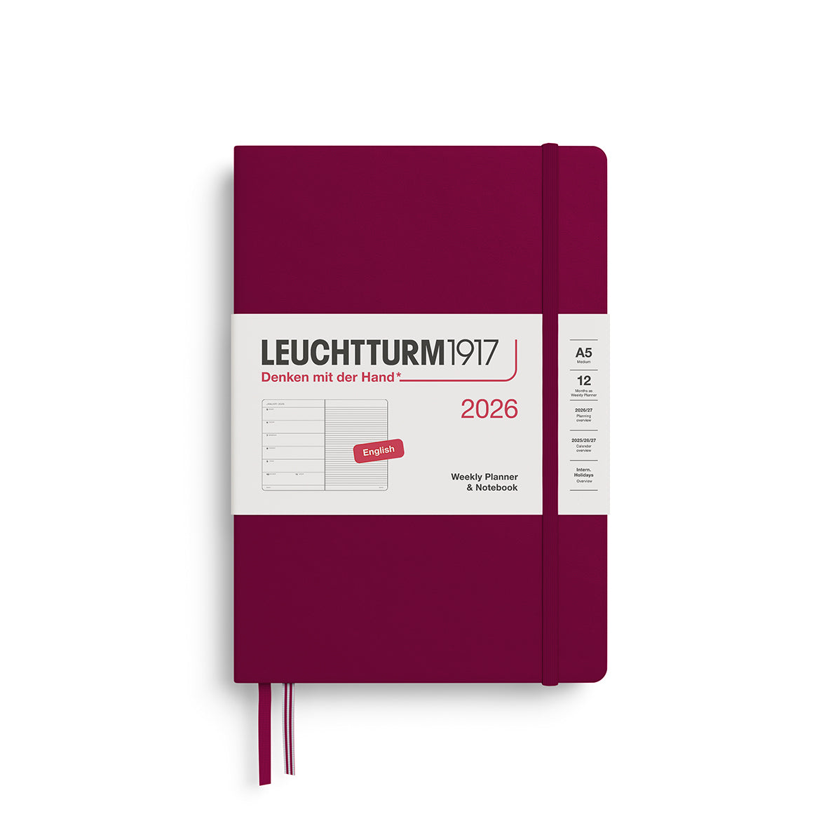 Leuchtturm1917 2026 Diary - Weekly Planner & Notebook A5 (Ruled)