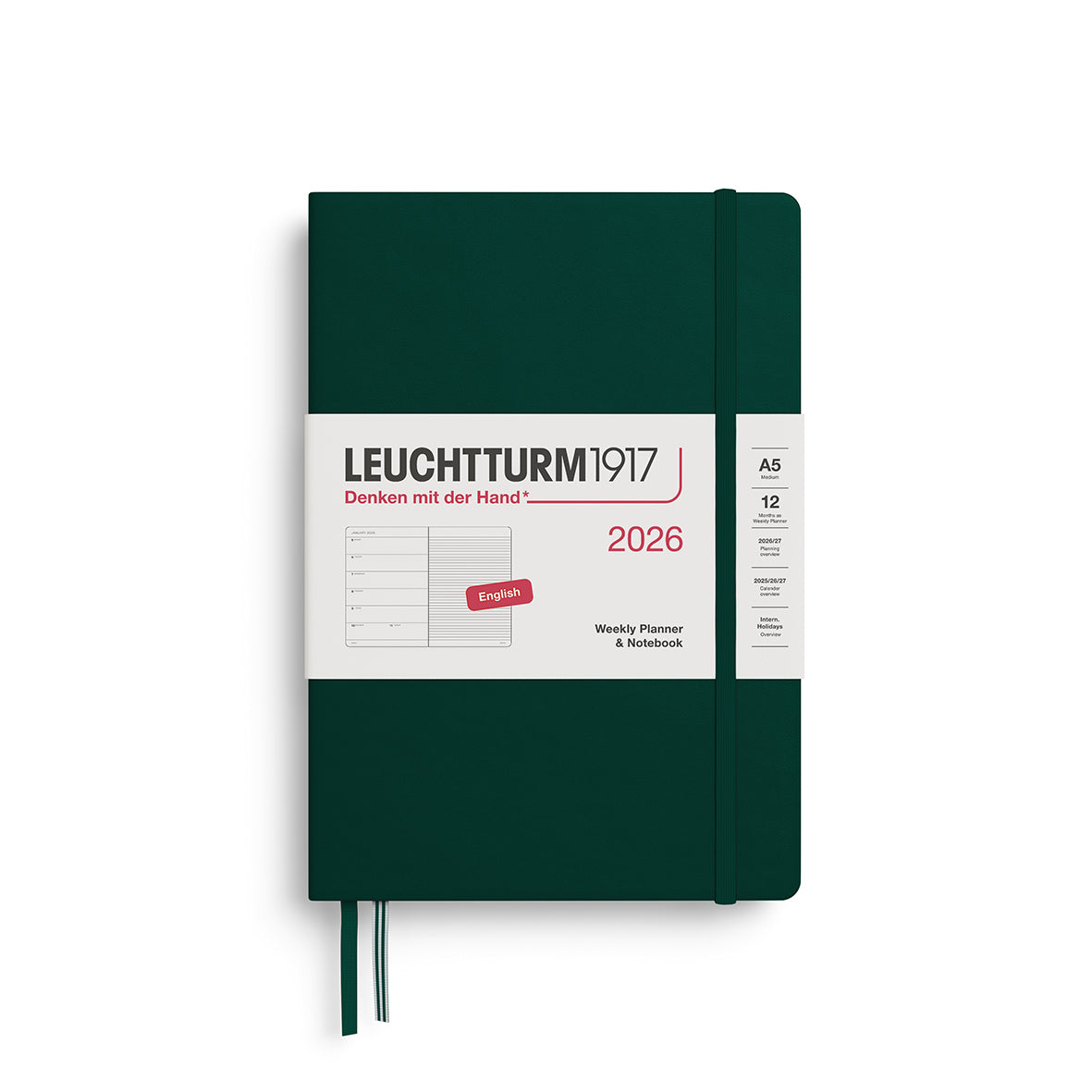 Leuchtturm1917 2026 Diary - Weekly Planner & Notebook A5 (Ruled)