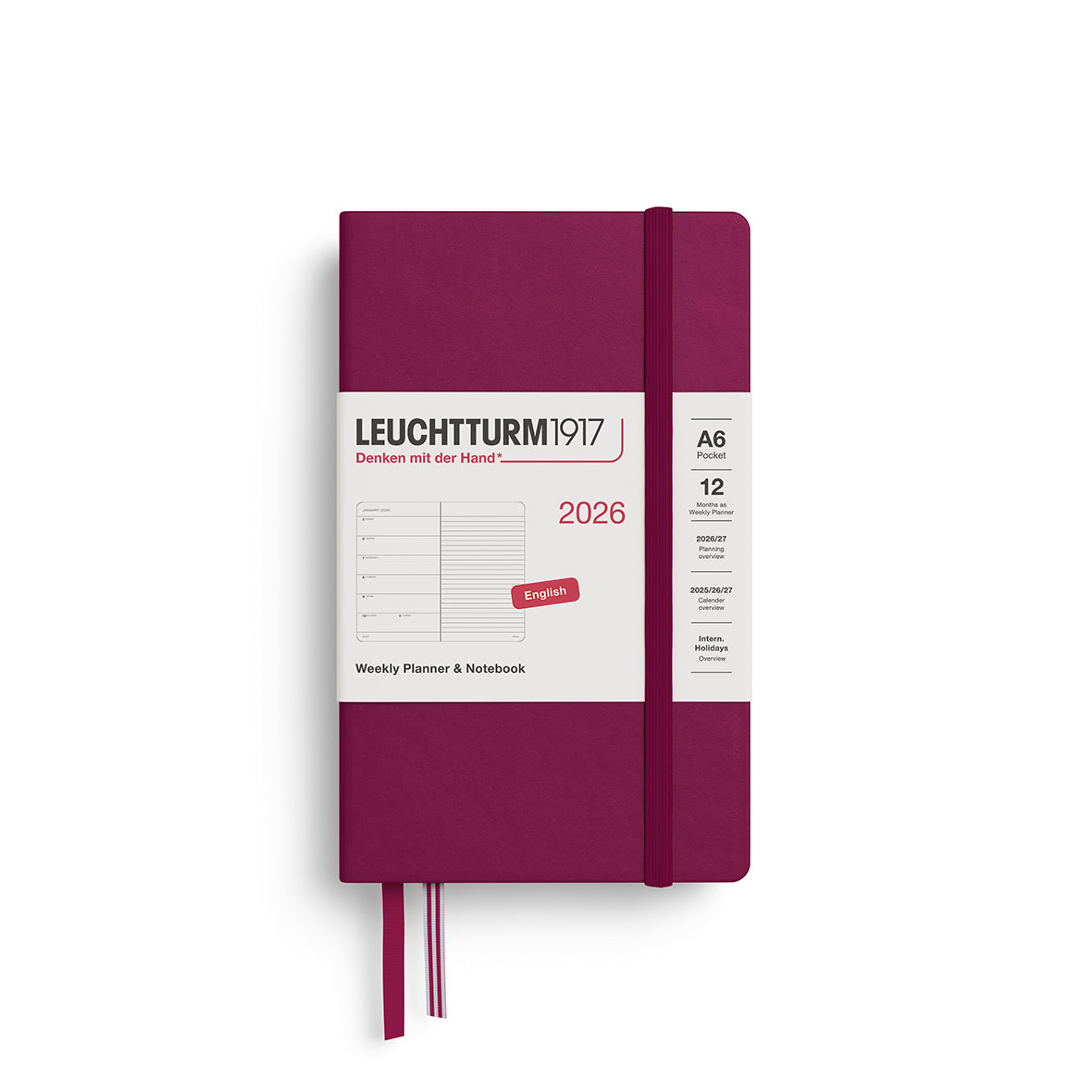 Leuchtturm1917 2026 Diary - Weekly Planner & Notebook A6 (Ruled)
