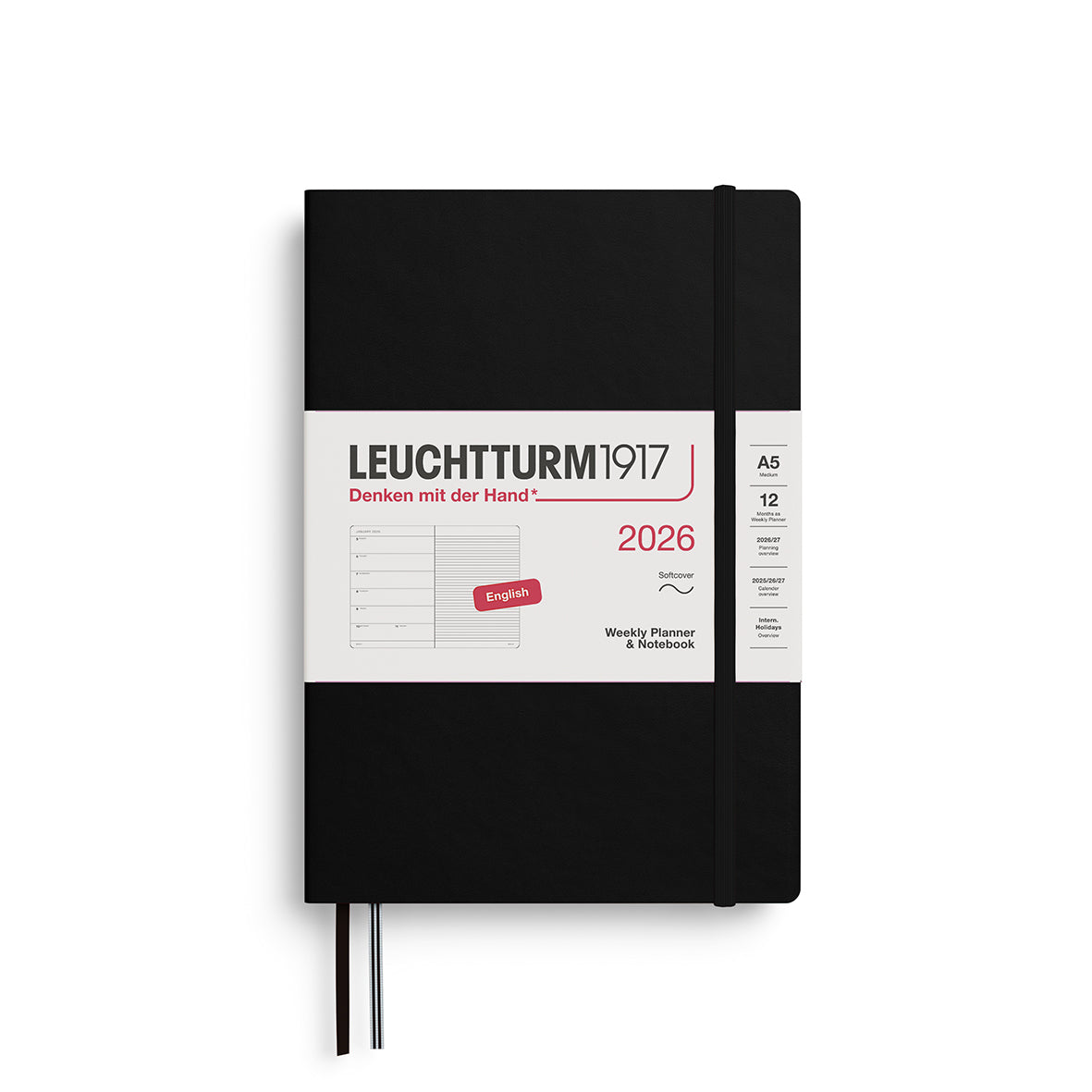 Leuchtturm1917 2026 Diary - Weekly Planner & Notebook A5 (Ruled)