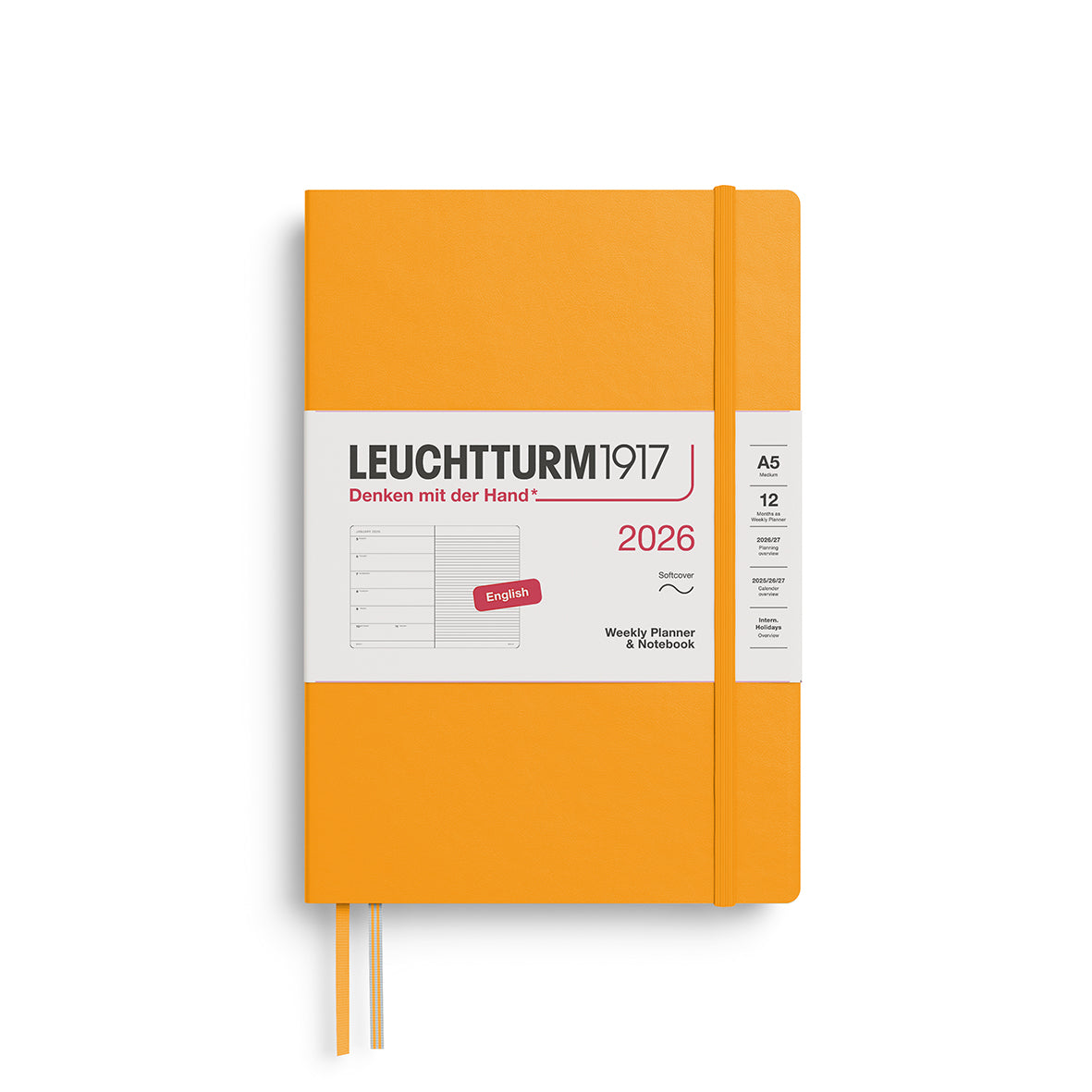 Leuchtturm1917 2026 Diary - Weekly Planner & Notebook A5 (Ruled)
