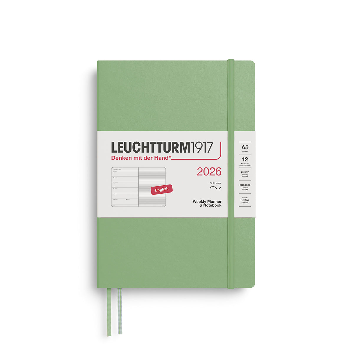 Leuchtturm1917 2026 Diary - Weekly Planner & Notebook A5 (Ruled)
