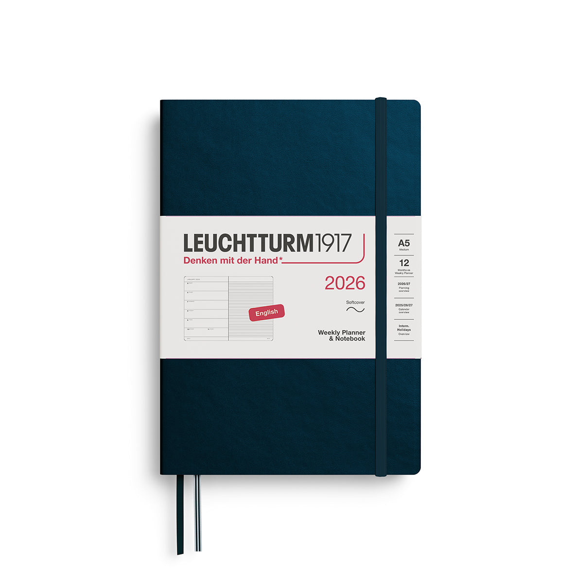 Leuchtturm1917 2026 Diary - Weekly Planner & Notebook A5 (Ruled)