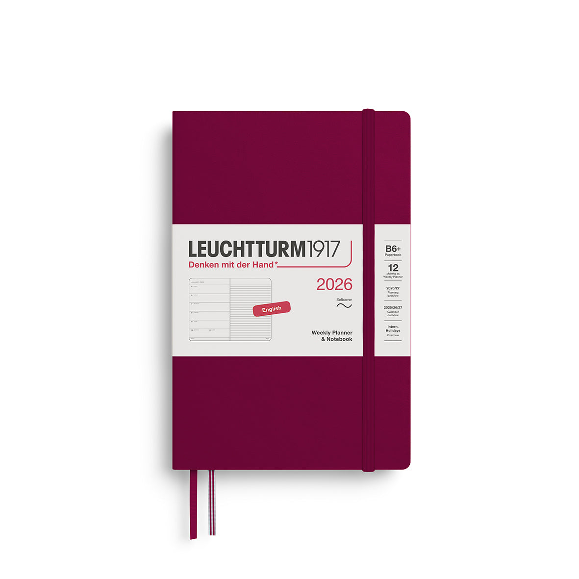Leuchtturm1917 2026 Diary - Weekly Planner & Notebook B6+ (Ruled)