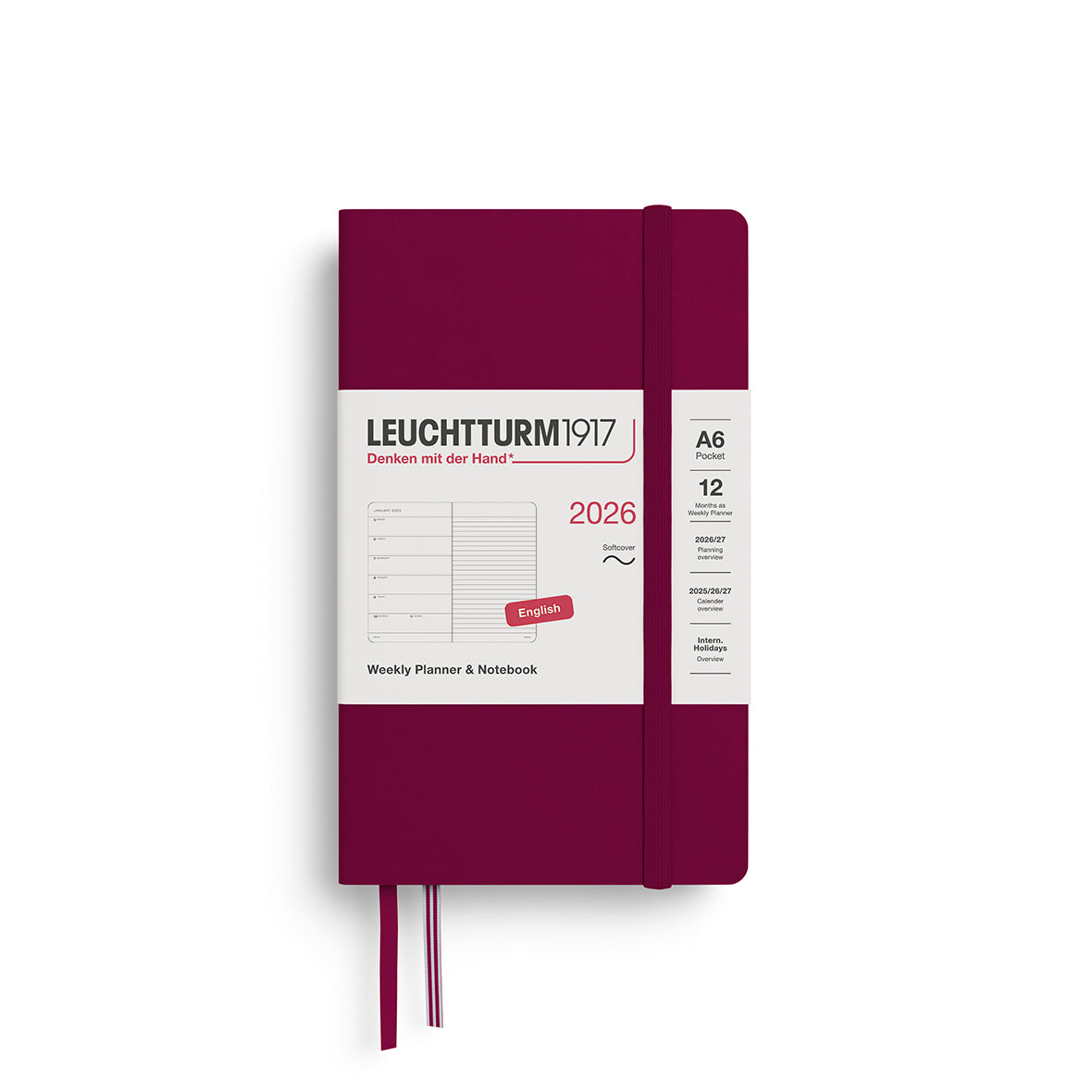 Leuchtturm1917 2026 Diary - Weekly Planner & Notebook A6 (Ruled)