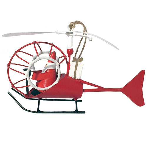 G-Bork Handmade Tin Santa Claus Helicopter