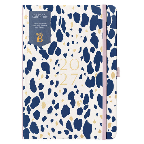 Busy B 2027 Diary - A5 Day a Page Diary in Navy Animal Spot
