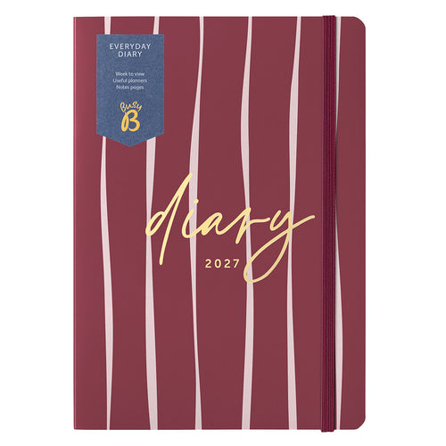 Busy B 2027 Diary - Everyday Diary in Burgundy Stripe