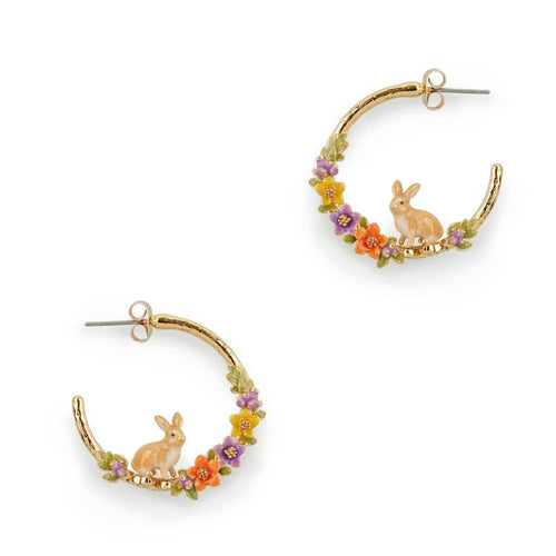 Bill Skinner Earrings - Flower Rabbit Hoops