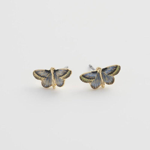 Fable Jewellery - Enamel Butterfly Deco Blue Stud Earrings