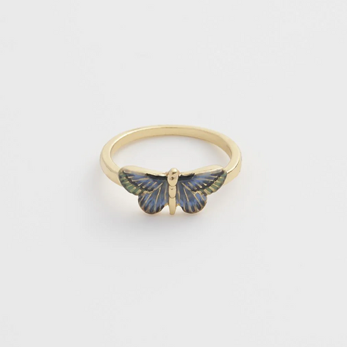 Fable Jewellery - Enamel Blue Deco Butterfly Ring