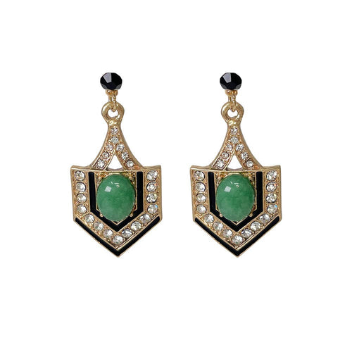 Lovett Earrings - Green Eygptian 1920 style Jade