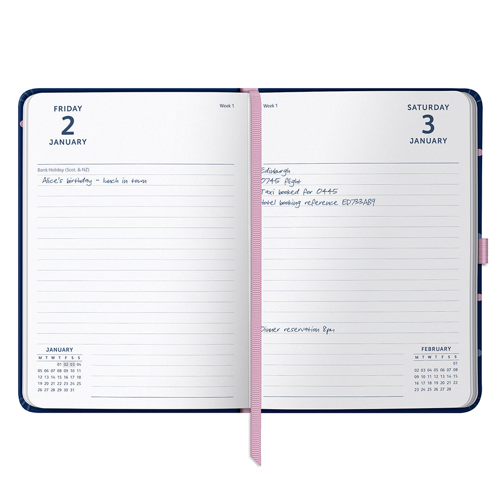 Busy B 2025-2026 Mid-Year Diaries - Day a Page Diary - Navy