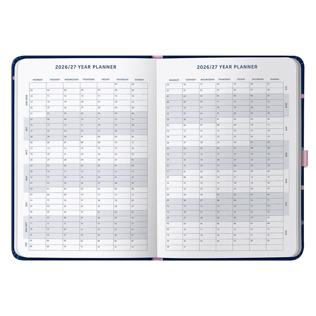 Busy B 2025-2026 Mid-Year Diaries - Day a Page Diary - Navy