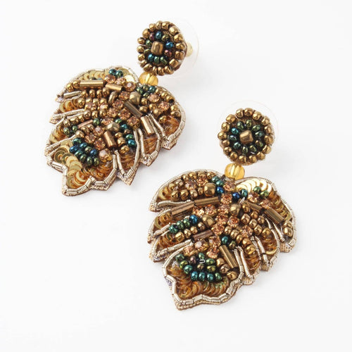 My Doris Earrings - Beaded Monstera