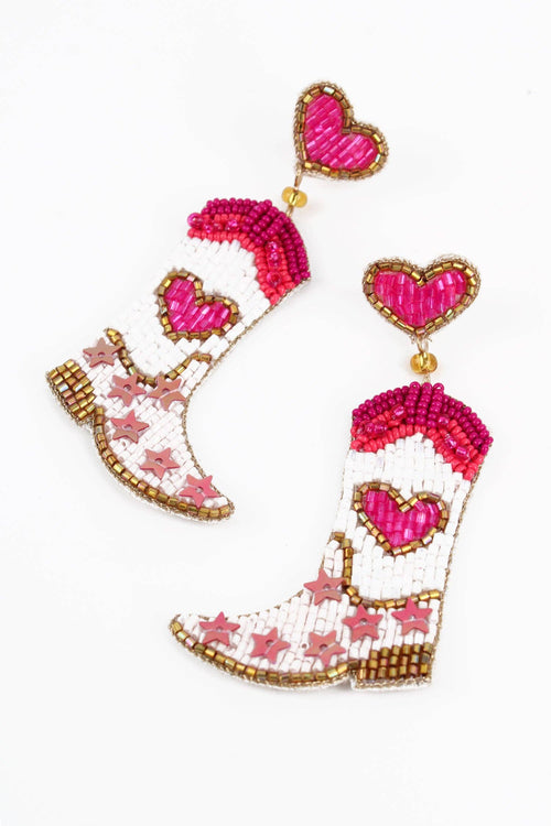 My Doris Earrings - Beaded Cowgirl Boots