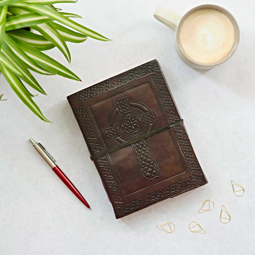 Paper High Journal - Leather Celtic Traditional Cross